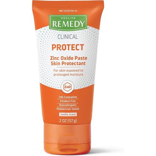 Medline Remedy Clinical Zinc Oxide Paste Skin Protectant (2 oz Tube), Vanilla Scent, Diaper Rash Cream, Incontinence Care, Wetness Protection, Paraben Free, Hypoallergenic, Adults, Children