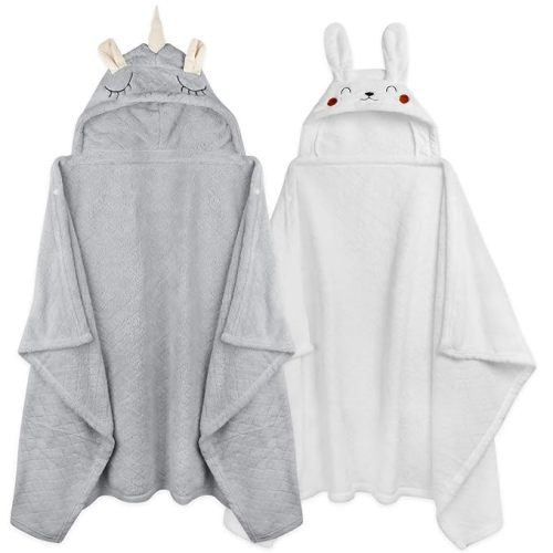 Toddler Bath Towel Hooded Kids Towels Baby Bath Towels for Boy Girl 0-5 Year, 2-Pack Thick Absorbent Toddler Towels with Hood Kids Bath Towel, Large 50''x32'' Baby Hooded Towel for Kids