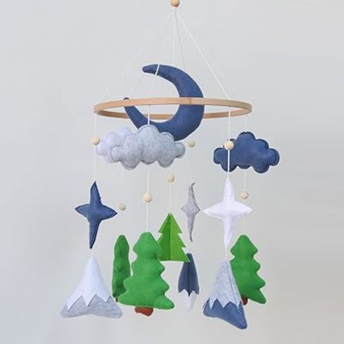 Woodland Mobile for Crib, Forest Crib Mobile for Boys & Girls, Woodland Crib Mobile with Trees, Forest Baby Mobile for Crib, Nursery Baby Mobile