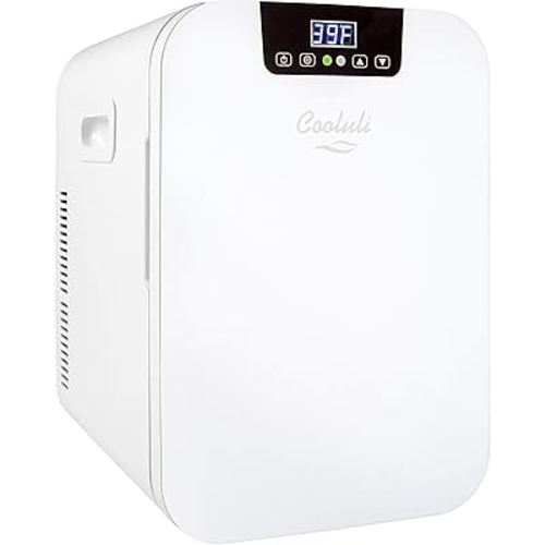 Cooluli 20 Liter Mini Fridge with Temperature Control - White Thermoelectric Cooler and Warmer for Bedroom, Office, Car, Dorm