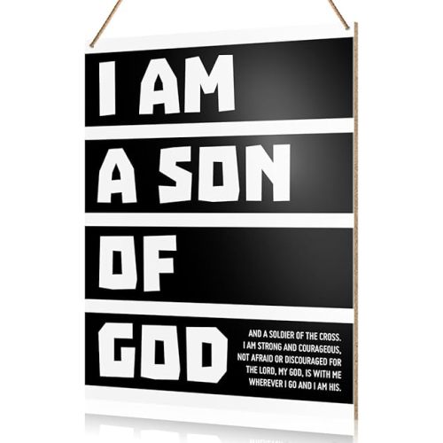 UDNADKEX Boy Room Wall Sign Hanging Decor, I Am a Son of God, Christian Nursery Boy Bedroom Teen Room Playroom Scripture Wooden Decor Nursery Bible Verse Decoration