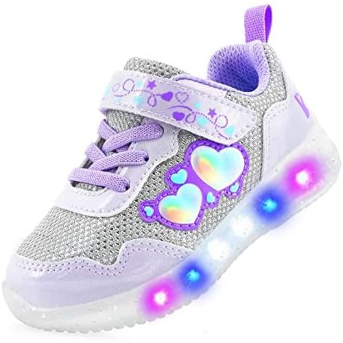 YESKIS Toddler Boys Girls Light Up Shoes LED Flashing Lightweight Mesh Breathable Adorable Running Sneakers for Toddler and Little Kid