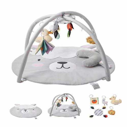Choco Moon Super Soft Baby Play Gym Mat with 5 Sensory Toys, 39.1" x 32.7", Tummy Time Activity Mat for Newborns & Toddlers, Safe & Fun Learning Playmat