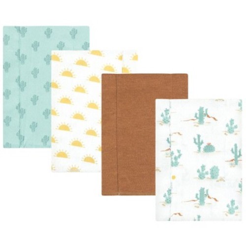 Hudson Baby Cotton Flannel Burp Cloths, Desert Cactus 4-Pack, One Size