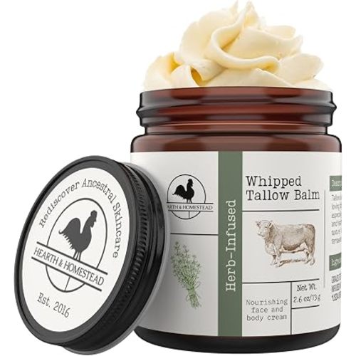 Hearth & Homestead Whipped Beef Tallow for Skin & Face, Unscented, 2.6oz
