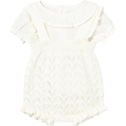 Knitted Romper with Puff Sleeves, 2M