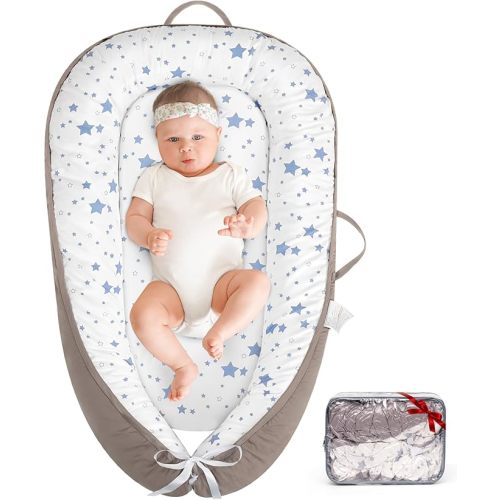 HKAI Baby Lounger – Soft Cotton Infant Floor Seat for Newborn to 24 Months, Portable Travel-Friendly Pillow for Boys & Girls