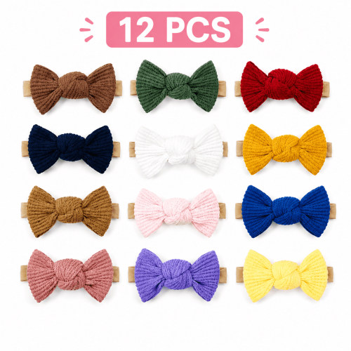 Baby Girls Headbands Hair Bows Stretchy Nylon Hairbands for Newborn Baby Infant Toddler Hair Accessories 12 PACK