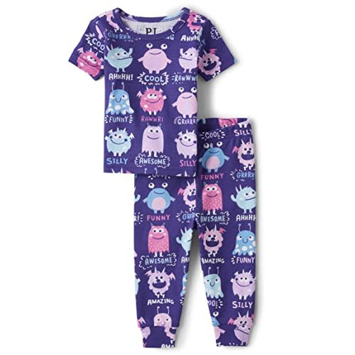 The Children's Place Baby Girls Baby Toddler Girls Short Sleeve Top and Pants Snug Fit Cotton 2 Piece Pajama Sets