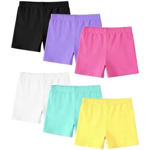 6 Pack Toddler Girls Bike Shorts Dance Cartwheel Under Dress Short for Baby Girl 18M 5T