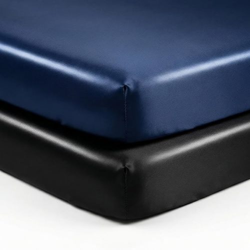 Pro Goleem Satin Mini Crib Sheets 2 Pack, Blue & Black Silky Soft Fitted Sheet for Baby Hair Protection, 38"x24"x5" Breathable Mattress Cover Compatible with Pack n Play & Portable Crib