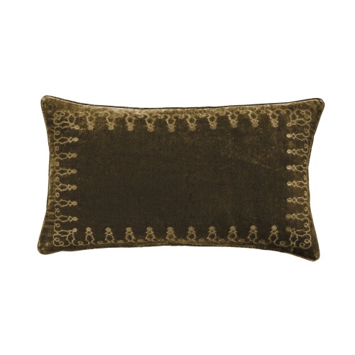 Stella Faux Silk Velvet Embroidered Lumbar Pillow