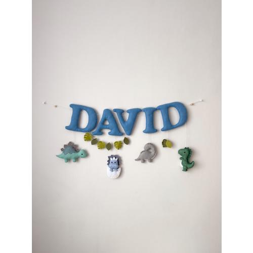 Custom Felt Name Banner – Dinosaur Nursery Decor, Personalized Garland