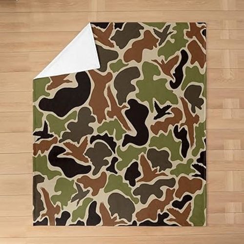 Feelyou Duck Hunter Green Camouflage Hunting Plush Throw Blanket, Baby 30"x40" Kids Black Brown Flannel Fleece Blanket for Sofa Couch Boys Teens Camo Army All Season,Bed Blanket Wild Room Decor