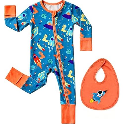 Leekalos Bamboo Sleepers for Baby Footie Pajama,2-Way Zipper Onesie 0-24M
