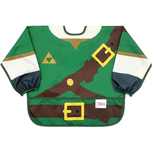 Bumkins Sleeved Bib for Girl or Boy, Baby and Toddler for 6-24 Mos, Essential Must Have for Eating, Feeding, Baby Led Weaning Supplies, Long Sleeve Mess Saving Food Catcher, Nintendo Legend of Zelda