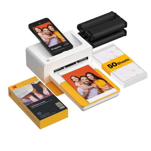 KODAK Dock Plus 4PASS Instant Photo Printer (4x6 inches) + 50 Sheets Bundle