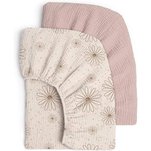 Lulu Moon Muslin Crib Sheets - Fitted Crib Mattress Sheets for Boys and Girl - 28"x 52", 2 Pack