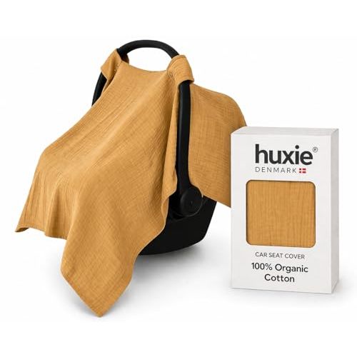 Car Seat Cover Baby - Organic Muslin Cotton - Carseat Canopy - 43" x 32" (Autumn Yellow)