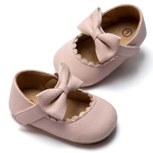 HsdsBebe Infant Baby Girls Mary Jane Flats Bow Non-Slip Soft Sole Princess Toddler First Walkers Sneaker Wedding Dress Shoes