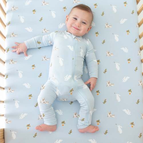 Zippered Romper in Ice Rabbit