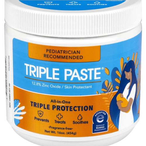 Triple Paste Diaper Rash Cream for Baby - 16 Oz Tub – Zinc Oxide Ointment Treats, Soothes and Prevents Diaper Rash - Pediatrician-Recommended Hypoallergenic Formula for Daily & Overnight Protection