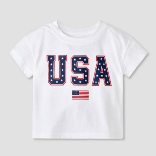 Baby Girls' USA Graphic T-Shirt - Cat & Jack™ White 3-6M