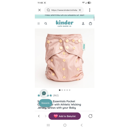 Solid Color: Essentials Pocket Cloth Diaper with Athletic Wicking Jersey, Grows with your Baby