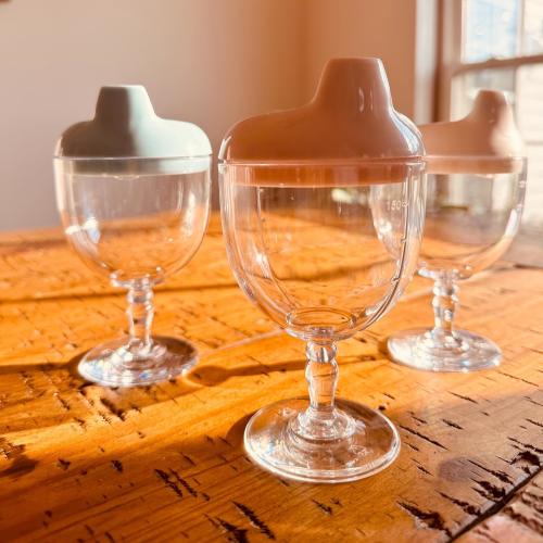 Fancy Kid Goblet Sippy Cup Beverage Mug with Lid for Birthday Wine Goblet Milk Glass for Kids Milk Tumbler Baby Shower Gift for girl or boy