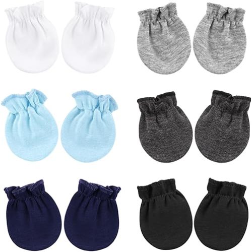 Newborn No Scratch Mittens Cotton Elastic Wrist Gloves Hypoallergenic for 0-6 Months