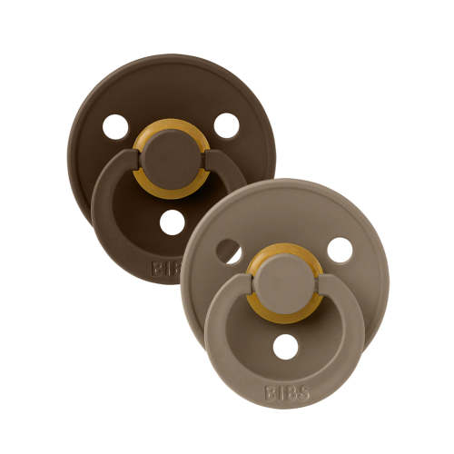 Colour Round Natural Rubber Latex Pacifier 2 Pack, Mocha/Dark Oak