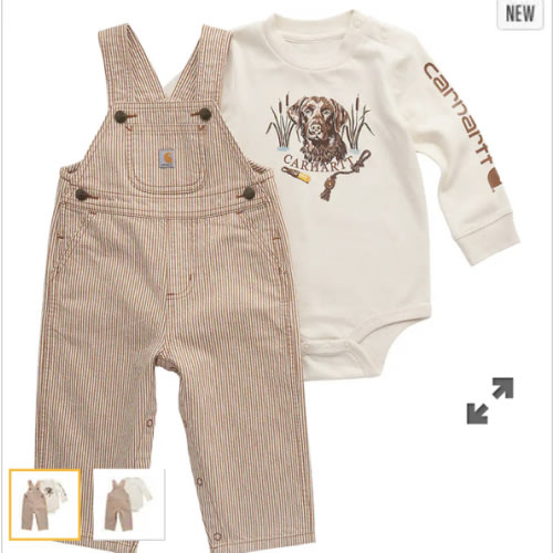 Boys' 2-Piece Long Sleeve Bodysuit & Stripe Overall Set (Baby) | Gifts for Everyone | Carhartt