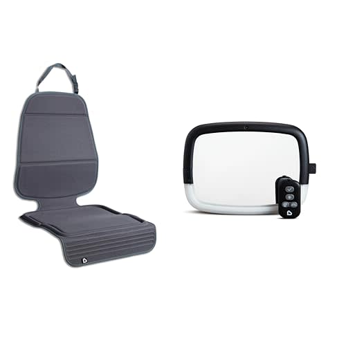 Munchkin® Child Car Seat Protector and Baby Car Mirror, Elite Seat Guardian™ and Night Light™ Pivot 360 Baby in-Sight® Adjustable Auto Mirror for Rear Facing Carseats