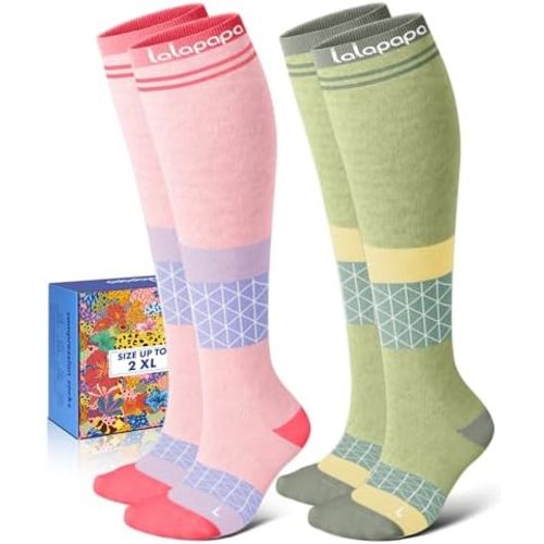 Thick Soft Cotton Compression Socks for Women Men 15-20mmHg Knee High Breathable Cotton Socks for All Day Comfort