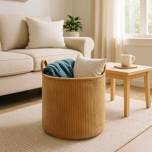Putska Laundry Basket – Blanket Basket for organizing – Large, Brown