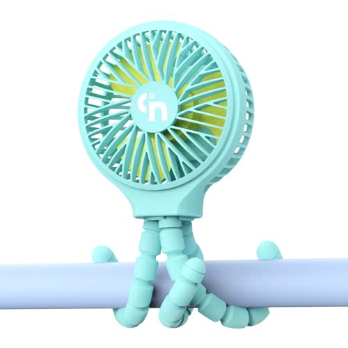 WEGA Stroller Fan Rechargeable Portable Fan Battery Operated Car Seat Baby,3 Speeds Clip on USB Personal Fan for Crib Treadmill HomeOffice and Travel (Blue)