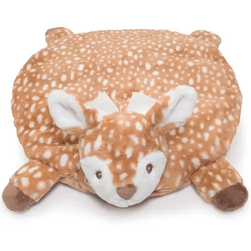 Bearington Collection Baby Lil’ Willow Tummy Time Mat, 30 x 30 Inch Fawn Plush Stuffed Animal Blanket, Woodland Nursery Décor - Baby Essentials - Nursery Decor