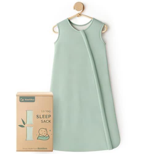 Yoofoss Rayon Made from Bamboo Baby Sleep Sack 0-6 Months 1.0 Tog Baby Wearable Blanket, Super Soft Infant Toddler Sleeping Sack 2-Way Zipper
