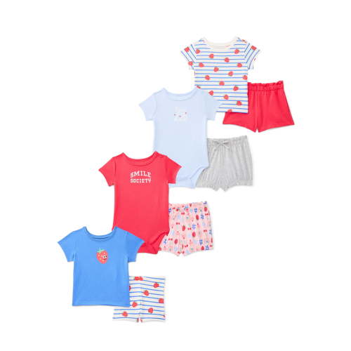 Wonder Nation Baby Girls Mix and Match Outfit Set, 8-Piece, Sizes 0M-24M