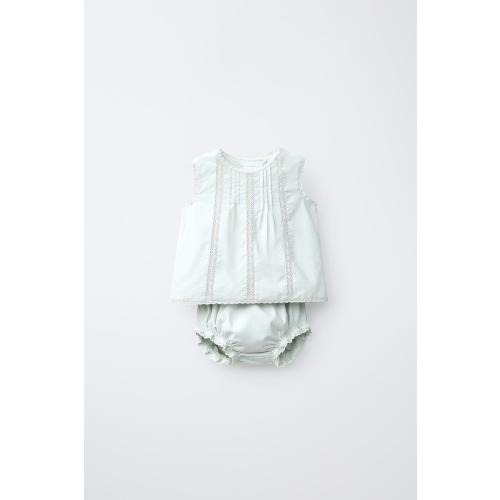 EMBROIDERED SHIRT AND BLOOMERS SET - Pastel blue | ZARA United States