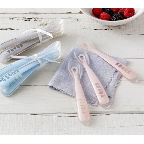 BEABA First Stage Silicone Spoons Set - Pink