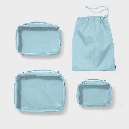 4pc Packing Cube Set - Open Story™ Muddy Aqua: Zipper & Drawstring Closure