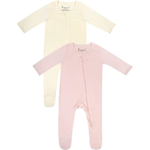 Jimonda Bamboo Baby Pajamas,Unisex Boys Girls One-Piece Footies,Long Sleeve Sleepers 2-Way Zip closure Romper