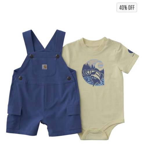 Boys' 2-Piece Short Sleeve Bodysuit & Cargo Pocket Shortall Set (Baby) | Carhartt