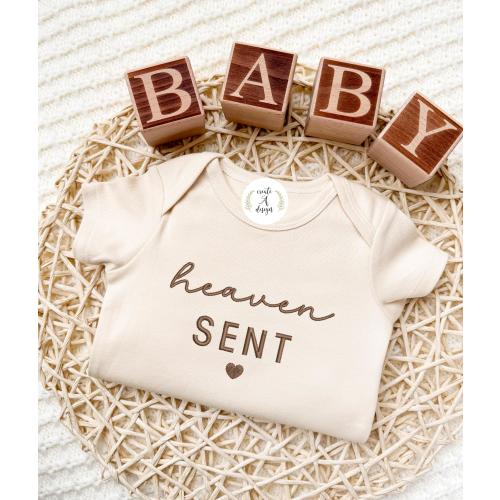 Heaven Sent Embroidered Onesie®, pregnancy announcement, Pregnancy Announcement, Personalized Gifts for Newborn, Christian Onesie®
