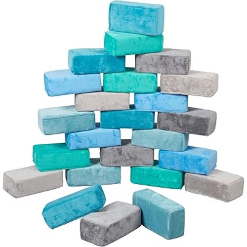 ECR4Kids SoftZone Stack-A-Brick Foam Blocks, Beginner Playset, Contemporary, 24-Piece