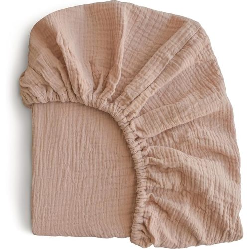 mushie Extra Soft Muslin Fitted Crib Sheet | 192 Thread Count | 28"x 52"(Natural)
