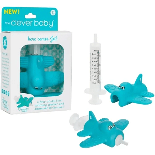 Teether & Dispenser Duo – Jet | Patented 2-in-1 Teether + Medicine Dispenser | Soothes Teething Babies & Makes Medicine Time Easier | BPA Free, Baby Shower Essential