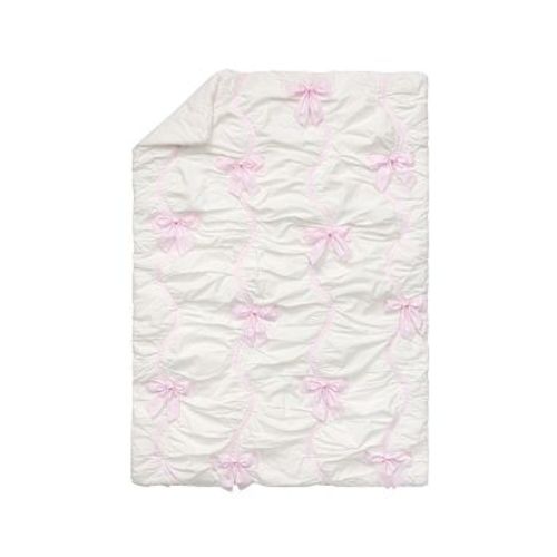 Stripe Bow Baby Quilt , Pink