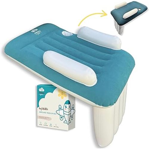 Inflatable Toddler Travel Bed with Cover | Airplane Seat Extender for Kids, Baby Travel Air Mattress, Essentials for Flying